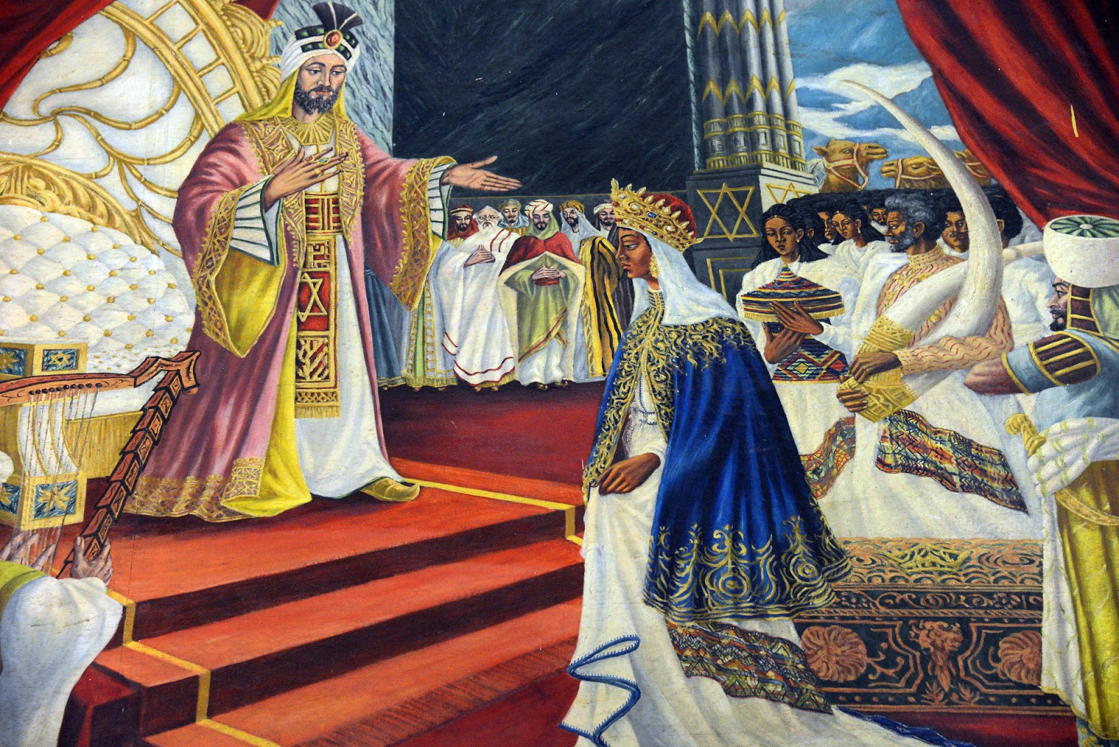 King Solomon greets Queen Makeda of Sheba
