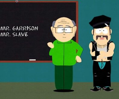 A still from South Park featuring the show's typical homophobic humor